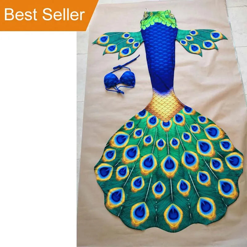 Mermaid Class Unisex 2-Piece Mermaid Tails Print Swimming Bathing Suit for SSI Course
