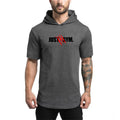 Custom Logo Mens Bodybuilding Hoodies Men Gyms Hooded Short Sleeve Fitness Slim Printed Cotton Pullover T-