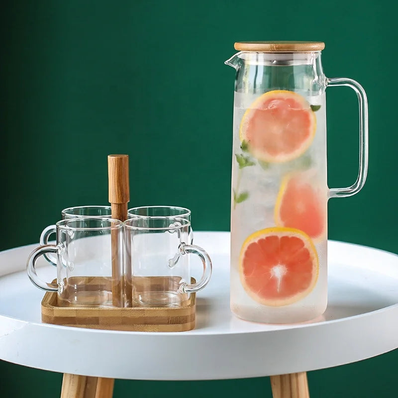 1000ml 1200ml 1600ml 53oz Borosilicate Glass Carafe Water Pitcher With Lid