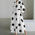 Hot Selling Women's Oversize Commuting Fashion POLO Collar Lining 3/4 Sleeve Loose Large Swing Dress