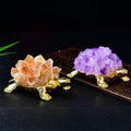 Natural Yellow Amethyst Crystal Turtle Ornament Golden Turtle Housewarming Gift Soft Decoration for Home Office Study for Window