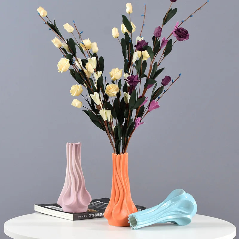 High-End Ceramic Vase Ornaments for Home Asymmetrical Niche Art Living Room Cross-Border New Flower Arrangements Dried Flowers