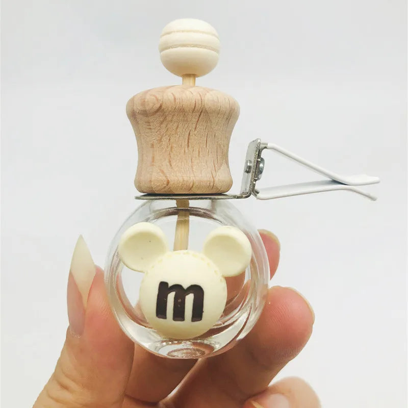 Ready to Ship 5ml 8ml 10ml Empty Small Glass Perfume Car Diffuser Bottle with Wooden Cap and Metal Clip