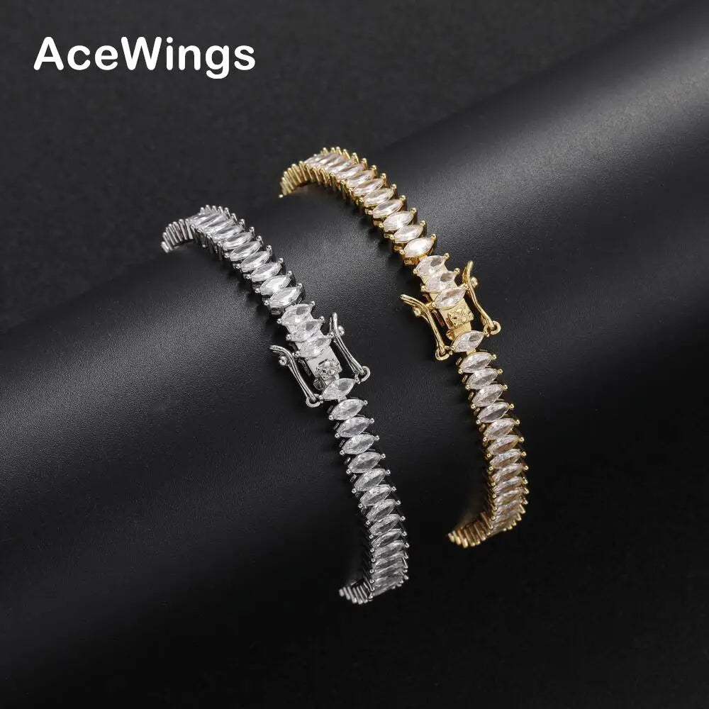 BB116   5mm  Tennis  Bracelet  Brass Setting Zircon  Hip Hop Iced Out  Female Jewelry