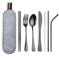 PVD Coating Stainless Steel Cutlery Set Gold Cutlery Stainless Steel Cuttlery Set With Straw
