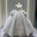 S8995F New Hot-Selling Long-Sleeved Heavy Work Band Lace Decorated Piano Chapel Train Wrap Bride Wedding Dress
