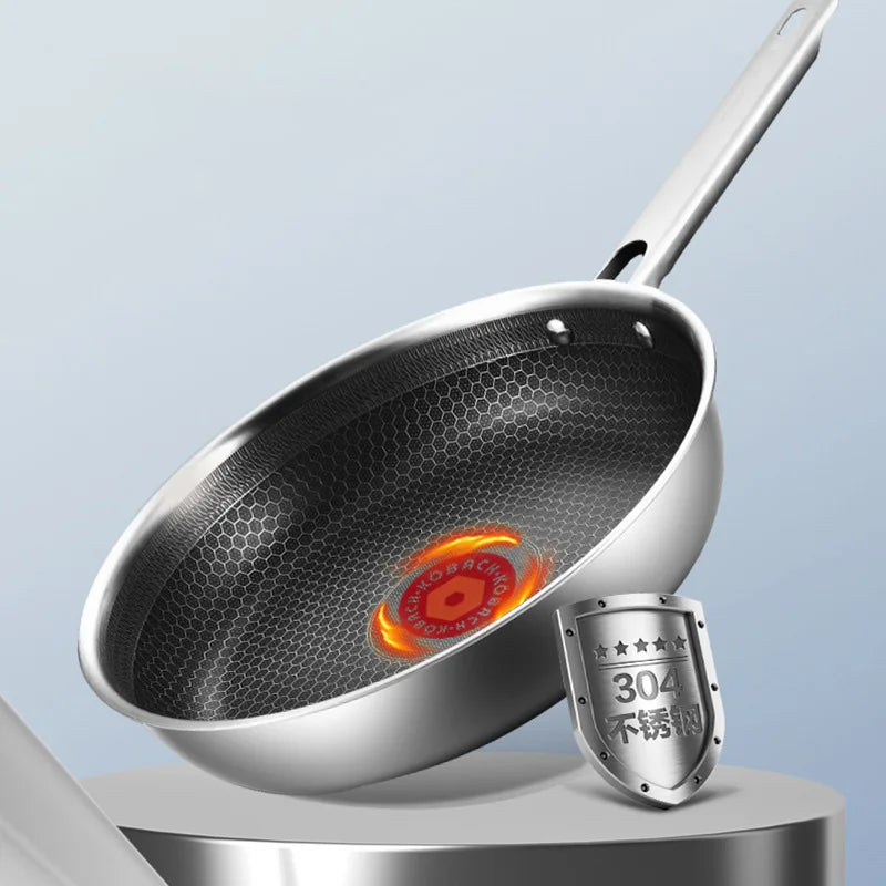 Stainless Steel Surgical Pans 26cm/28cm 18/8 304 Stainless Steel Frying Pan Induction Gas Frying Pan