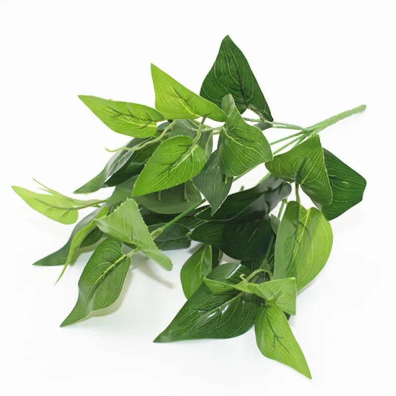 A-1031 Simulation Ornamental Plants 7 Forks Green Artificial Plant Leaf for Wedding Background Wall Home Decoration