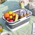JSJM New Outdoor Camping Folding Picnic Basket Plastic Stainless Steel Table Integrated Storage Fresh Thickened Large Travel