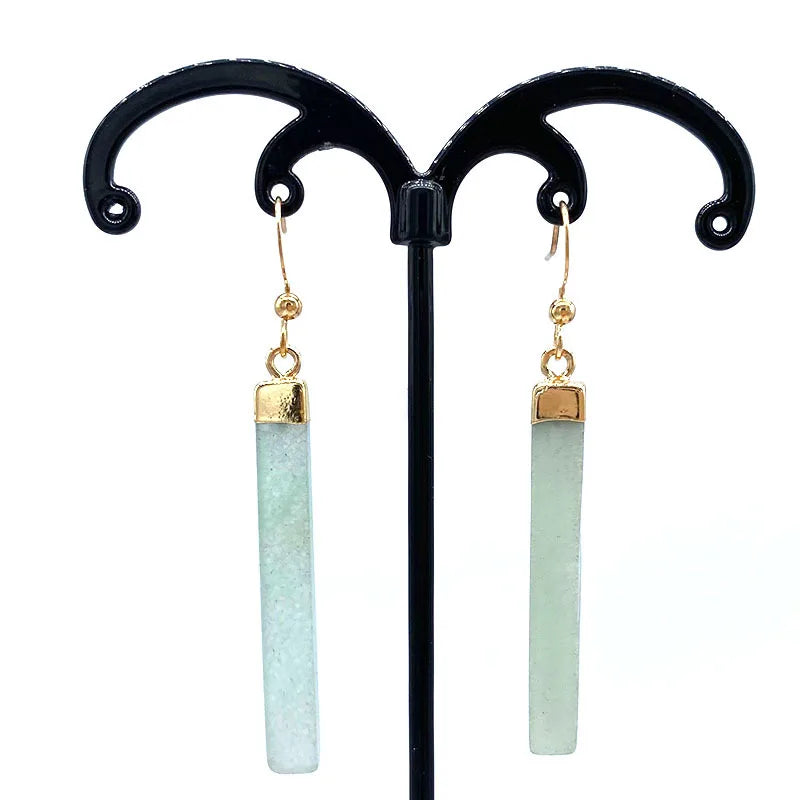 Natural Stone Long Crystal Earrings Natural Quartz Stone Healing Point Crystal Chakra Dangle Earrings Valentine's Day Mother's