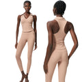 Aoyema New Wholesale  Sportswear Manufacturer  Comfortable Workout Polo Neck Crop Tops 2 Piece Yoga Fitness Running Leggings Set