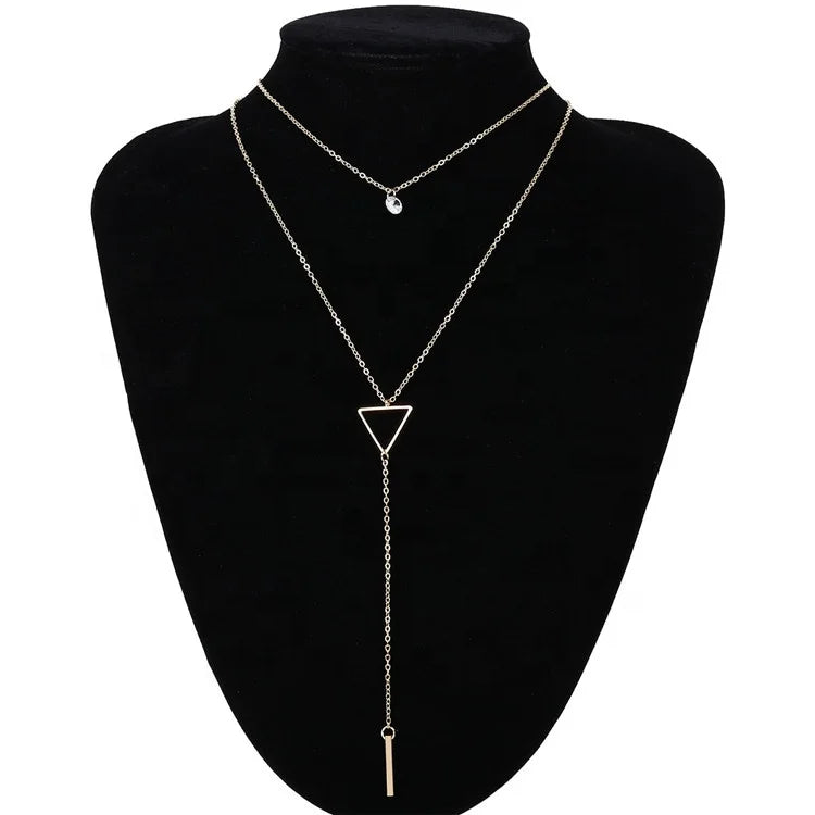 2018 Promotion Wholesale Women Custom Fashion Necklaces Jewelry Simple Charm Long Chain Multi Layered Gold Necklace