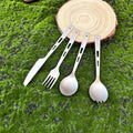 Titanium Long Knife Spoon Fork Set for Outdoor Kitchen Travel Cooking Steel Flatware Set for Hiking and Camping