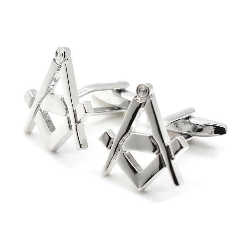 Wholesale Silver Color Masonic Novelty Cufflinks Custom Men's Suit Shirt Fashion Accessory Wedding Tuxedo Trendy Jewelry Gift