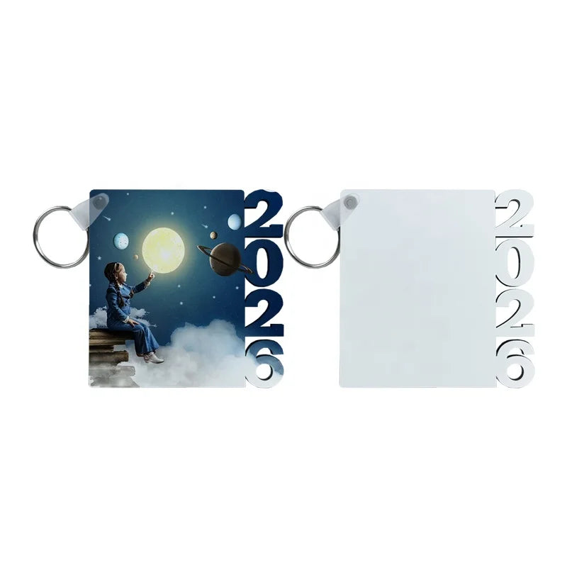 Graduation Wholesale DIY Customized Logo 2026 Key Chains Sublimation Blank MDF 2026 Keychain