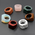 Wholesale Natural Stone Crystal Stone Tiger Eye Pink Crystal Square Forehead Ring Agate Semi-gem Men Women Finger Jewelry