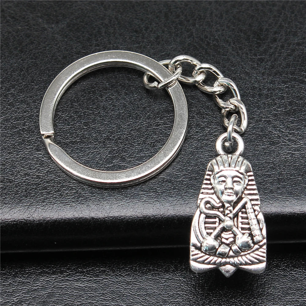 WYSIWYG 27x14mm Antique Silver Plated Antique Bronze Plated Zinc Alloy Egyptian Pharaoh Key Chain Souvenirs Gift P1-ABD-C14442