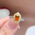 Hot Popular Wholesale Good Price 925 Sterling Silver Oval Cut Natural Garnet Adjustable Classic Wedding Party Ring Set for Women