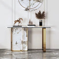 Modern Stainless Steel Console Table Storage Contemporary Design Customizable Color Size for Hotel Home Living Room Furniture