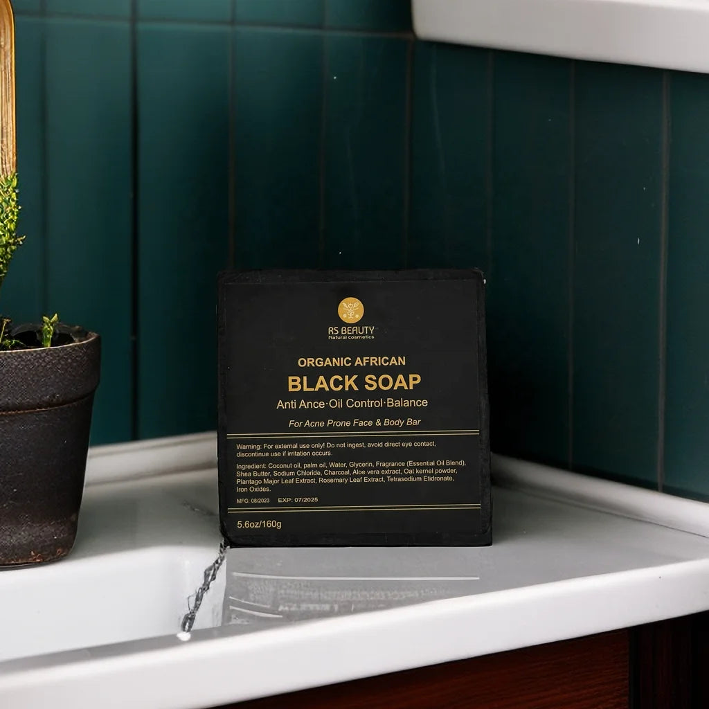 Private Label 180g African Black Soap with Shea Butter Anti-Acne Oil Control Fresh Fragrance for Men