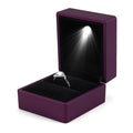 Luxury LED Lighted Purple Engagement Ring Box Elegant Mini Velvet Jewelry Case for Wedding Rings Velvet Jewelry Boxes Packaging