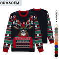 2024 Custom Unisex Knitted Xmas Holiday Sweater Jumper Women Acrylic Animal Reindeer Couple Family Ugly Christmas Sweater