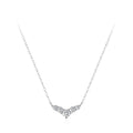 Simple Geometric V-Shaped Zirconia Clavicle Chain 925 Sterling Silver Dolphin Fishtail Necklace for Women Fine Jewelry