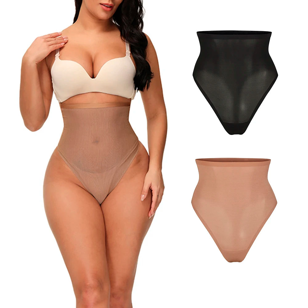High Waist Seamless Shapewear for Women Thin Butt Lifter Slimming Panty with Tummy Control Hollow Out Decoration Plus Size Thong
