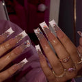 24 Pcs French Style Romantic Art Acrylic Press on Nails Artificial Fingernails Candy False Nails Dating  Party 2935