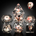 Custom Resin Polyhedron Dice Set 16mm for D&D Games with Animal Core and Skull Design