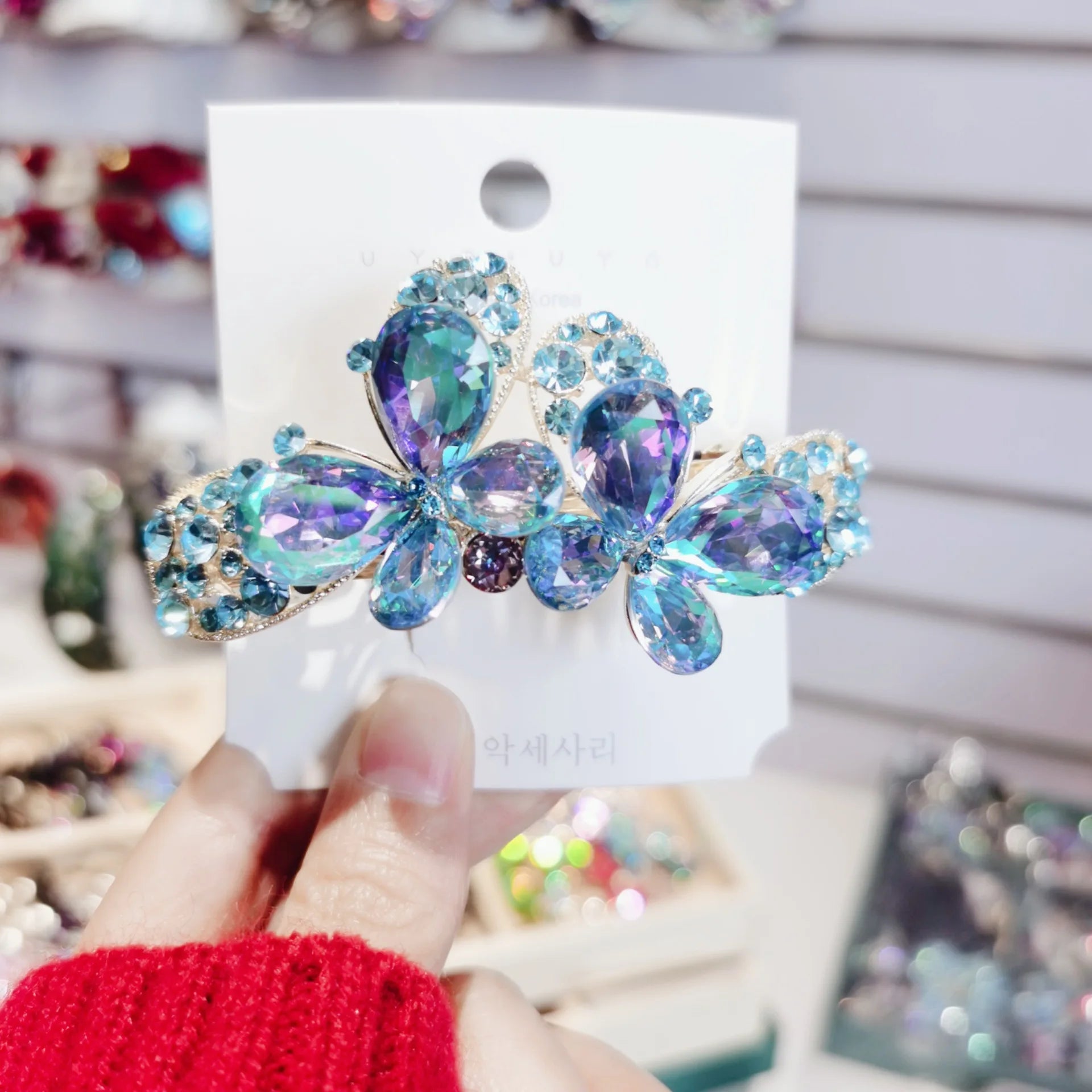 HX-365 Flashing Diamond Hair Clip Hairpin Side Rhinestone Butterfly Bangs Side Clip Girl Hair Accessories Headdress