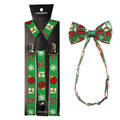 Personalized Printed Christmas Suspenders Metal Clip Adjustable Bow Tie Suspender