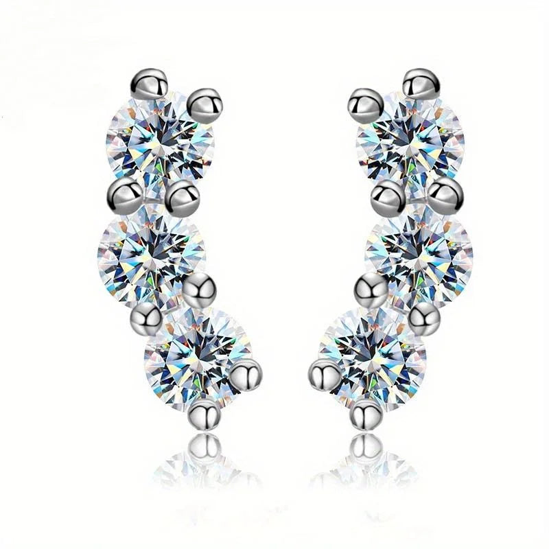 Minimalism Wholesale Round Cut Custom Certified 925 Sterling Silver Moissanite Stud Earrings VVS