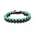 Fashion Gemstone Bracelet Natural Real Green Malachite & Obsidian Beads Handmade Cord Braided Macrame Bracelet Men Women