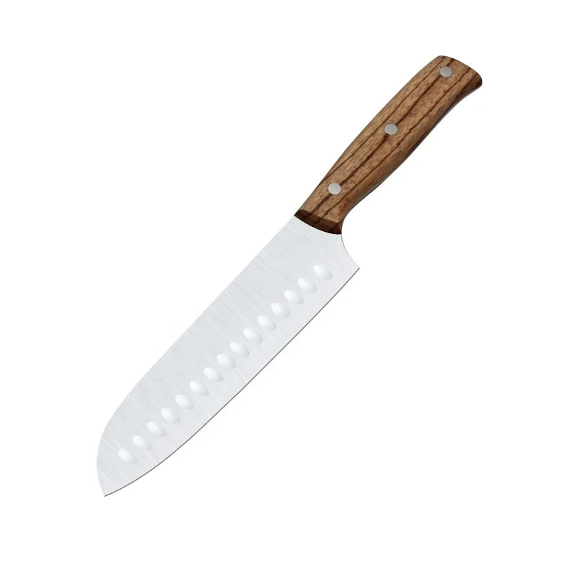 Professional 3Cr13 Stainless Steel 7 Inch Santoku Knife With zebra Wood Handle