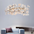Elegant Ginkgo Biloba Petals White Modern Luminescent Chandeliers Living Room Dining Room Villa Decorative Lighting