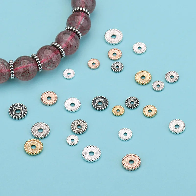 S925 Sterling Silver Spacer Beads Spacer for Bracelet Handmade DIY Charms Jewelry Making Supplier Accessories MegaBDM