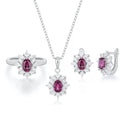 YBO Trendy 925 Sterling Silver Bridal Jewelry Sets with Natural Pyrope Cubic Zirconia Rings for Wedding Anniversary Party Gifts