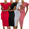 D3310 Latest Design Summer Dresses Women Casual Ruffle Short Sleeve V-Neck Hip Wrap Elegant African Dresses for Women Clothing