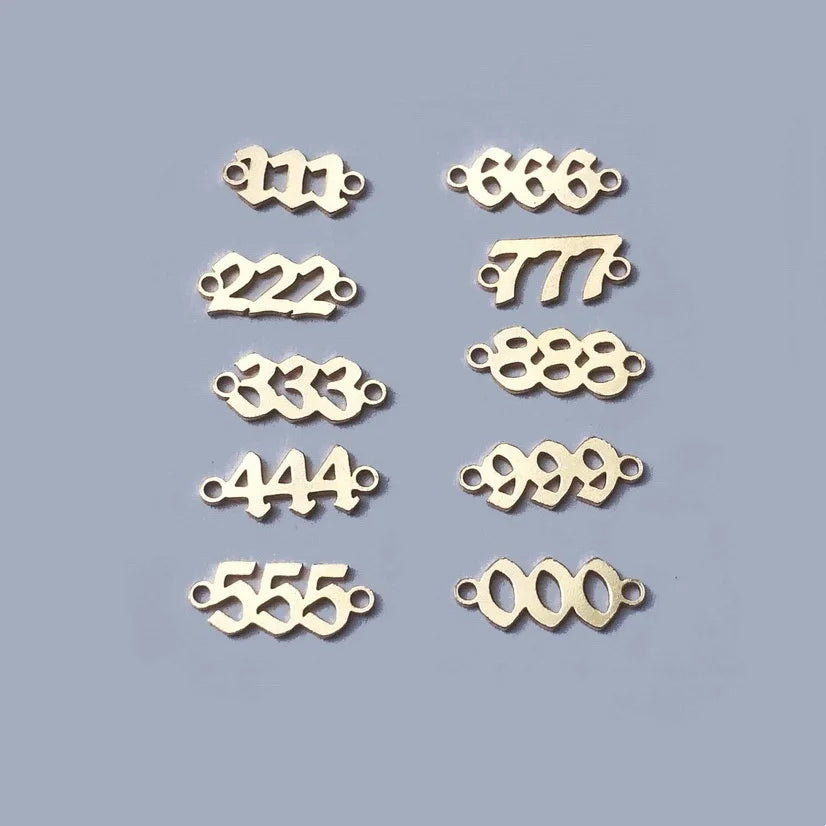 Premium 0-9 Triple-Connected Digital Angel Pendant 14K Gold-Filled Lucky Number Connectors Jewelry Making Findings-Made Brass MegaBDM