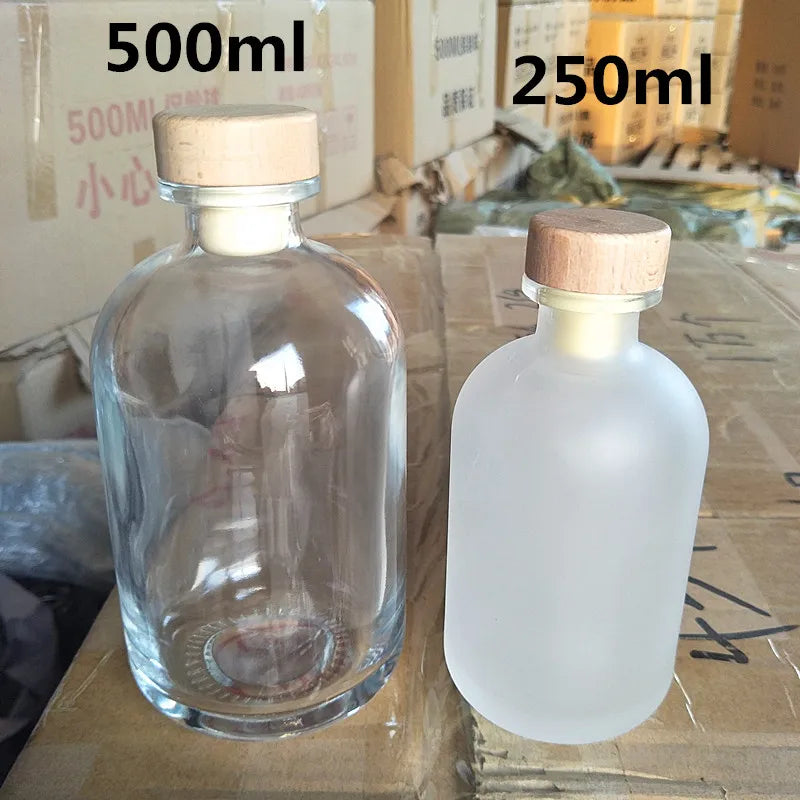 Custom Logo 100ml 250ml 375ml 500ml Empty Glass Bottle Aroma Perfume Air Freshener Diffuser Glass Bottle With Cork