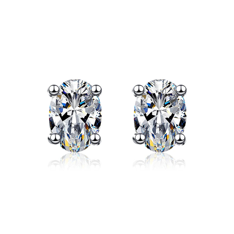 Oval Cut Moissanite Stud Earrings for Women Luxury Quality Wedding Party Jewelry 925 Sterling Silver Ring Earring