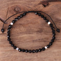 Simple Classic 4mm Black Tourmaline Beaded Dainty Bracelet Women Yoga Tibetan Adjustable Friendship Bracelet Jewelry Wholesale