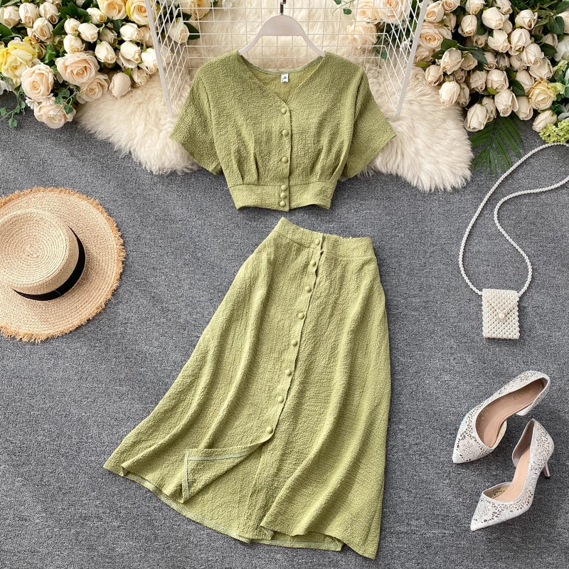 Women's Sets Spring Tops Casual Skirt Set Ropa Wholesale