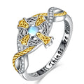 Fine Jewelry Vintage Hip Hop S925 Sterling Silver Women Jewelry Synthetic Moonstone Cross Love Knot Ring