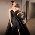 Scz010 Elegant Black Long Arabic Evening Dresses 2023 Luxury Dubai Crystal Orange Side Slit Women Wedding Party Gowns