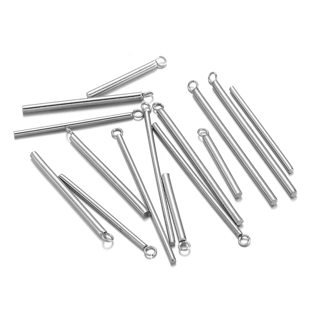 Stainless Steel Charms Earrings Necklace Round Bar for Jewelry Accessories Crafts Supplies Accessories