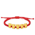 Dubai Jewelry  Gold Plated Five Tigers Send Blessings Red Rope Bracelet Female Male Black Rope Hand Woven Rope Tiger