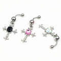 Popular Surgical Steel Crystal Pendant Belly Rings Women Body Piercing Jewelry Cross Navel Belly Rings