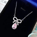 Wholesale New Fashion Jewelry Chain 925 Silver Bowknot Crystal Necklace for Women